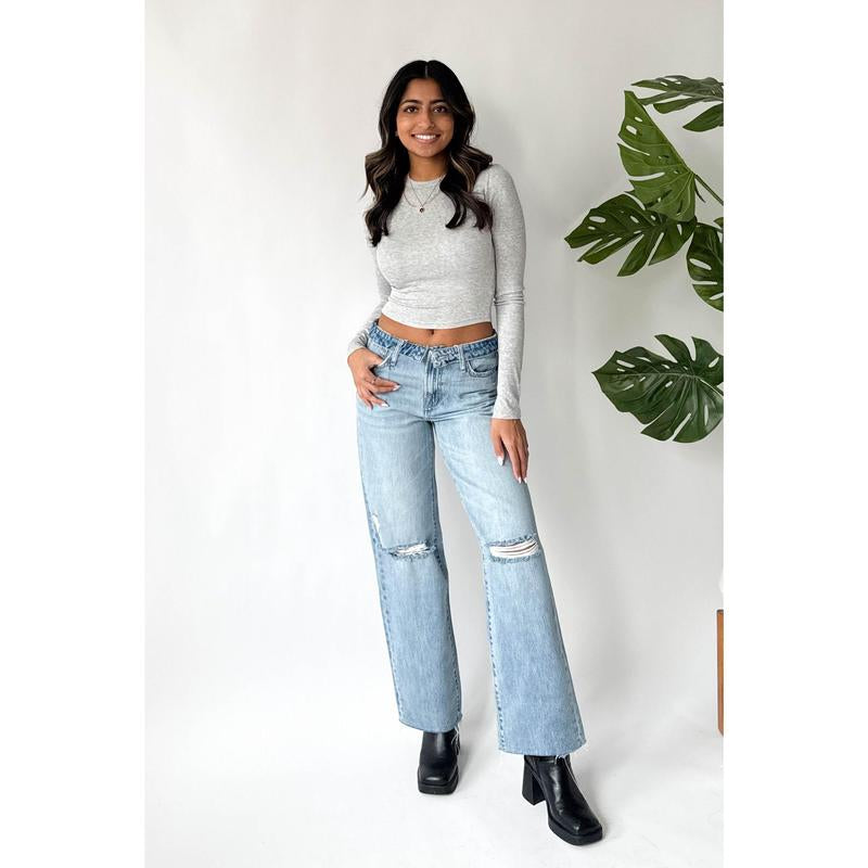 Womens High Waist Light Wash Jeans