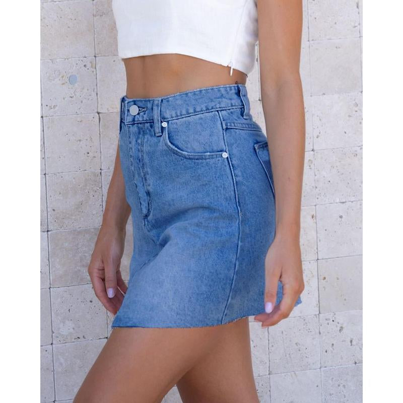 Womens Asymmetrical Mini Denim Skirt