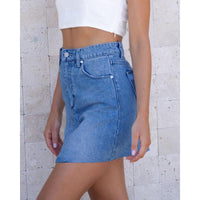 Womens Asymmetrical Mini Denim Skirt