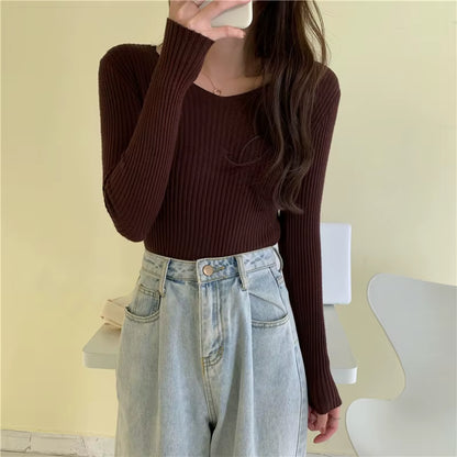 Casual Long Sleeve Knitted Pullover 2026 Autumn Winter Women Sweaters Femme Basic Solid Jersey Tops Fashion Clothes