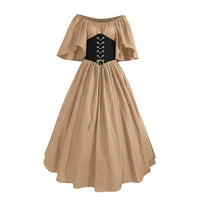 Womens Renaissance Faire Dresses Medieval Irish Traditional plus Size Dresses Ruffle over Dress Corset Retro Cosplay Gown