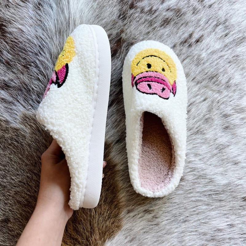 Womens Cowboy Smiley Slippers