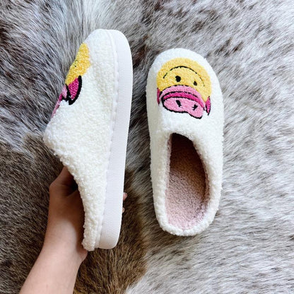 Womens Cowboy Smiley Slippers