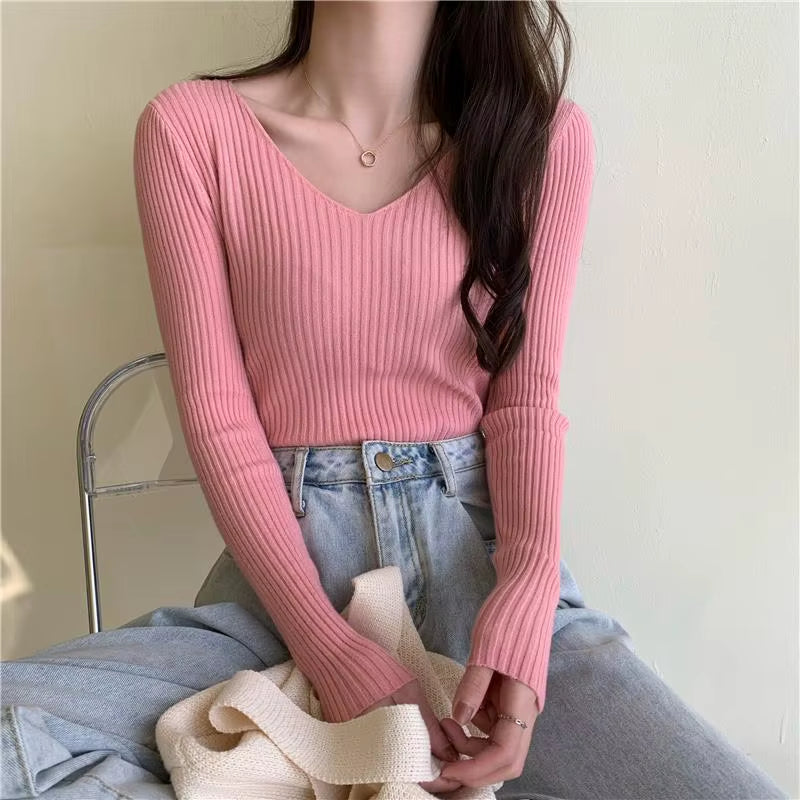 Casual Long Sleeve Knitted Pullover 2026 Autumn Winter Women Sweaters Femme Basic Solid Jersey Tops Fashion Clothes