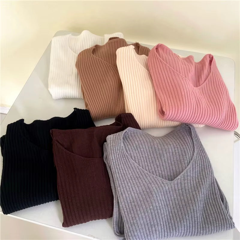 Casual Long Sleeve Knitted Pullover 2026 Autumn Winter Women Sweaters Femme Basic Solid Jersey Tops Fashion Clothes