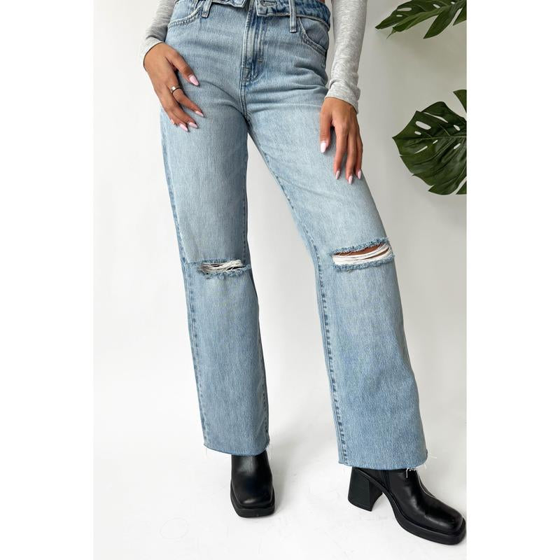 Womens High Waist Light Wash Jeans