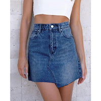 Womens Asymmetrical Mini Denim Skirt