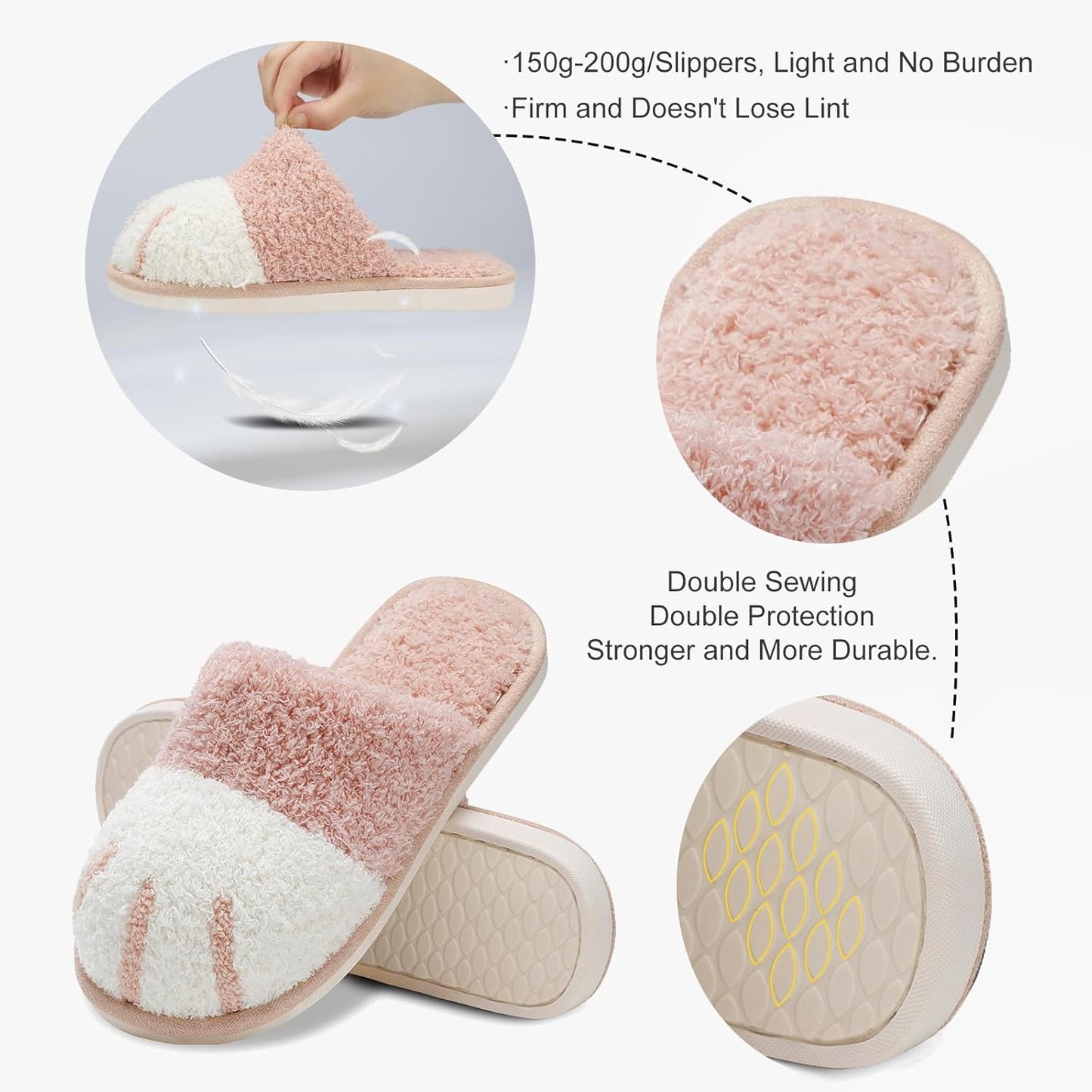Cute Animal Slippers for Women Indoor Outdoor Memory Foam House Slippers Soft Warm Cozy Fuzzy Bedroom Non-Slip Shoes Christmas Gift Ladies Slippers