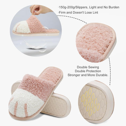 Cute Animal Slippers for Women Indoor Outdoor Memory Foam House Slippers Soft Warm Cozy Fuzzy Bedroom Non-Slip Shoes Christmas Gift Ladies Slippers