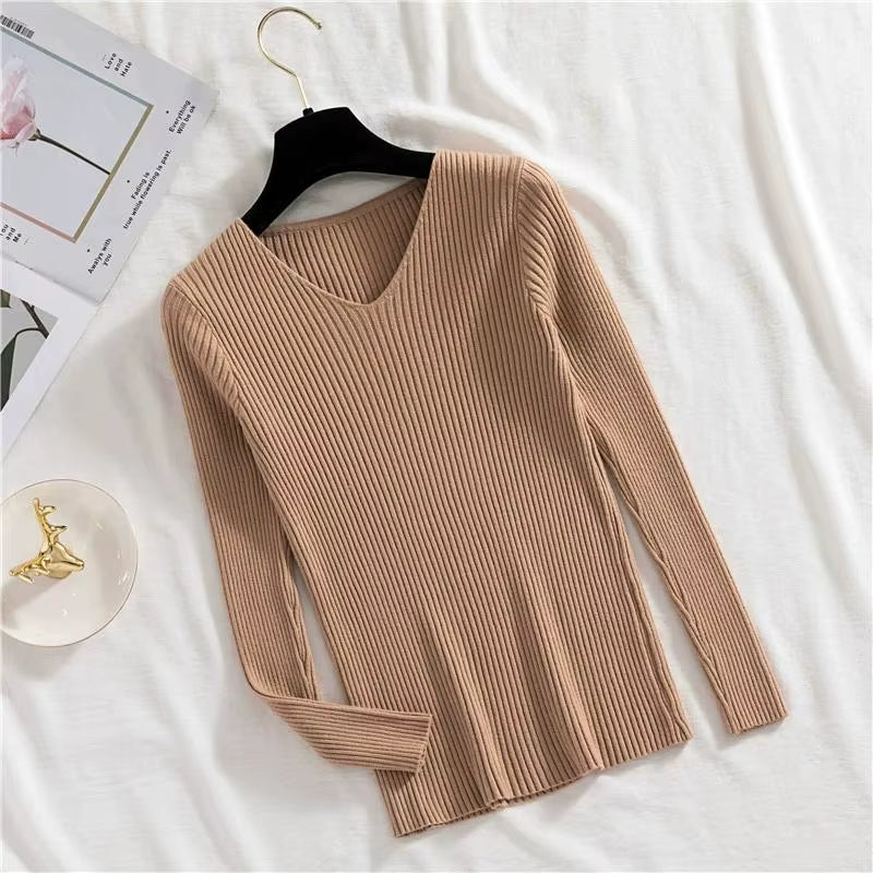Casual Long Sleeve Knitted Pullover 2026 Autumn Winter Women Sweaters Femme Basic Solid Jersey Tops Fashion Clothes