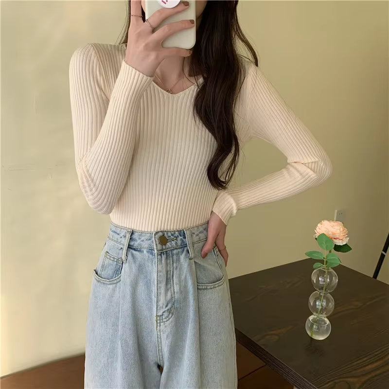 Casual Long Sleeve Knitted Pullover 2026 Autumn Winter Women Sweaters Femme Basic Solid Jersey Tops Fashion Clothes