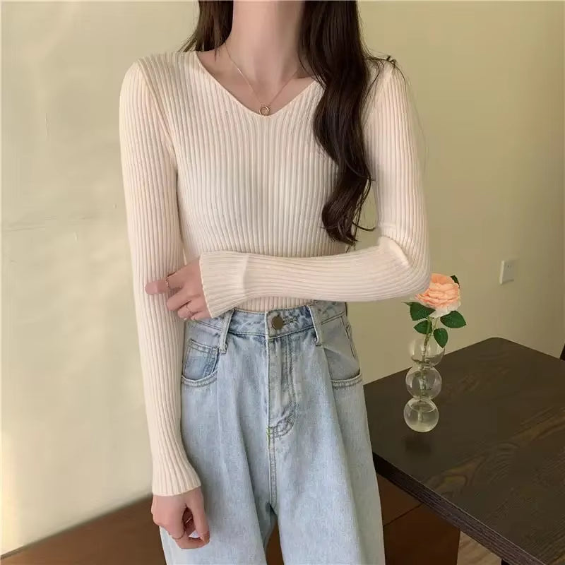 Casual Long Sleeve Knitted Pullover 2026 Autumn Winter Women Sweaters Femme Basic Solid Jersey Tops Fashion Clothes